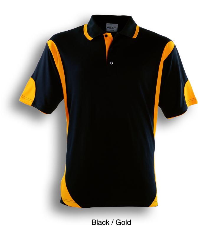 black/gold Breezeway Contrast  Polo Shirt, UPF: excellent protection, 160gsm, 100% breezeway polyester fabric     Breathable  micromesh fabric     Draws Sweat from Body, Quick Dry